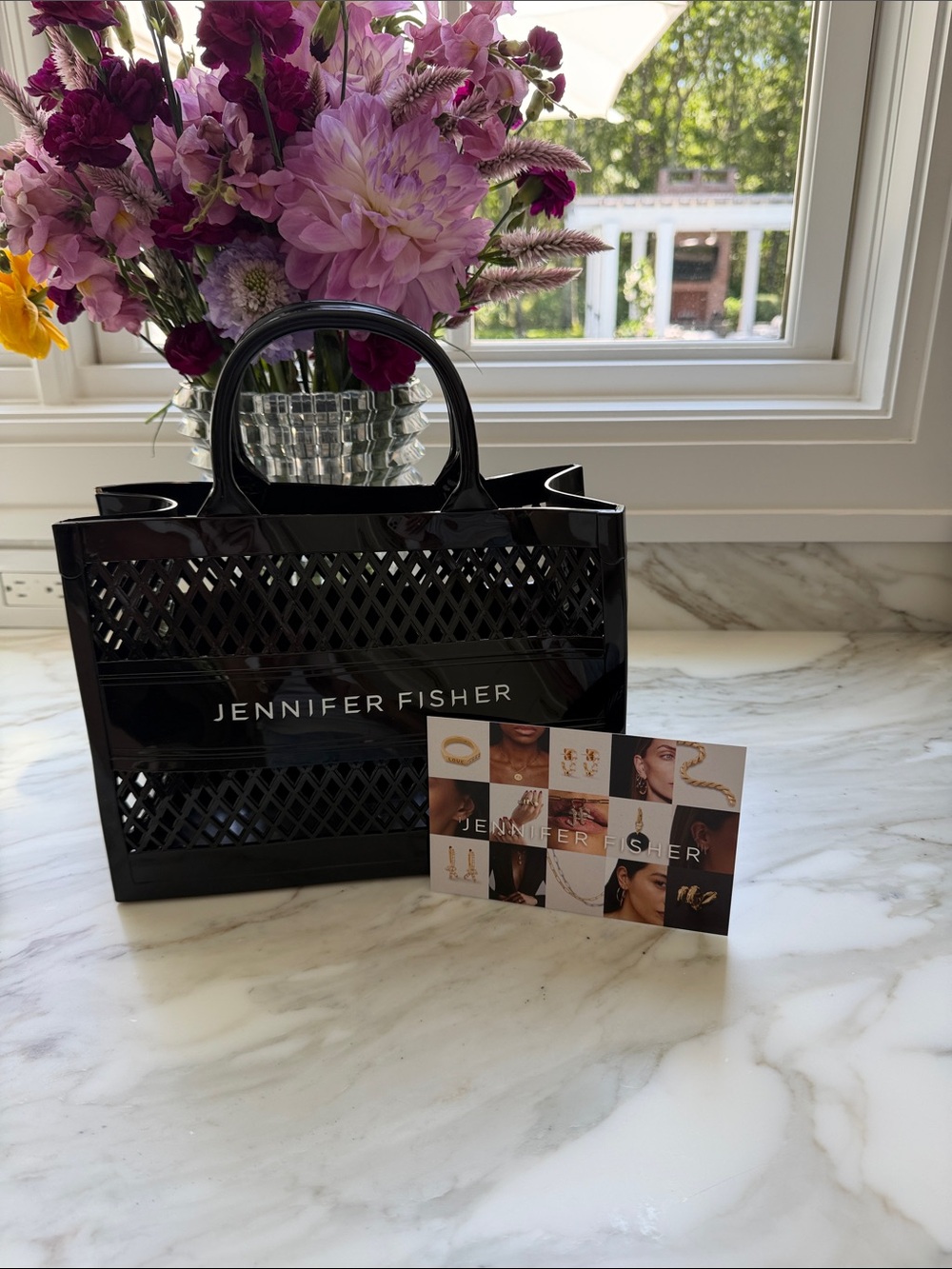 Jennifer Fisher Glossy Black Lattice Tote